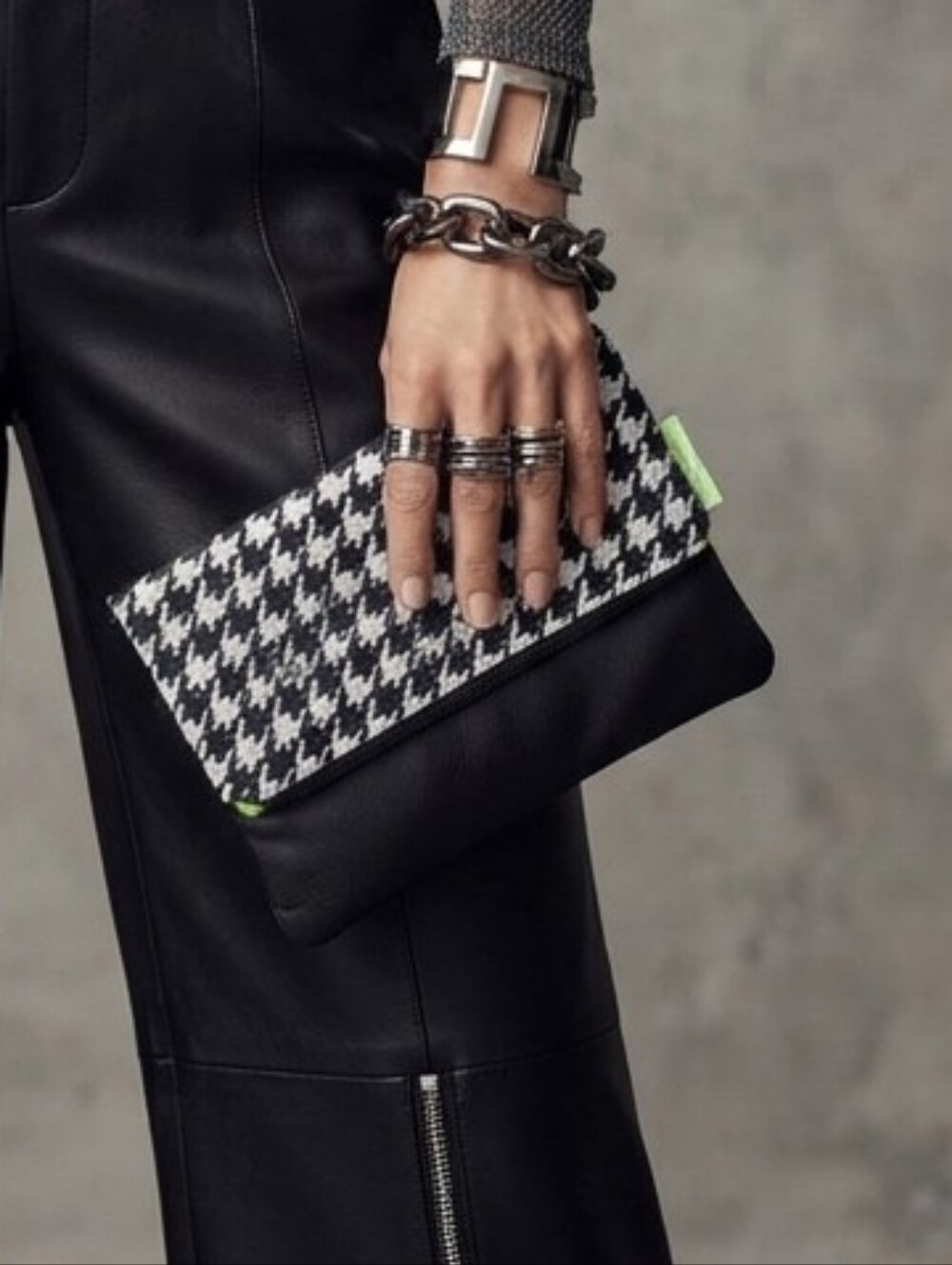 OOAK Black and White Houndstooth Clutch